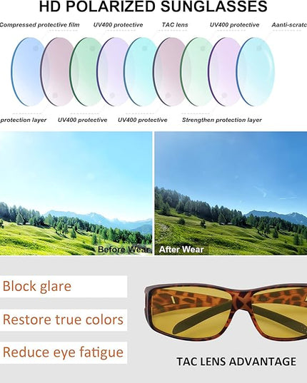 MEETSUN Fit Over Glasses Sunglasses for Men Women,Wrap Around Sunglasses Polarized UV400 Protection