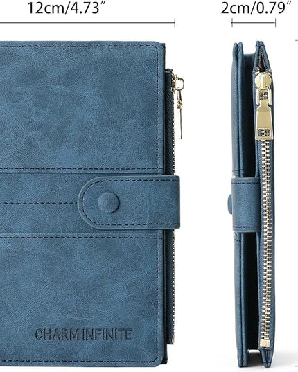 RFID Blocking Leather Passport Wallet Cover Case with Pen and Card Slots Travel Wallet for Women/Men Travel Must Haves Accessories
