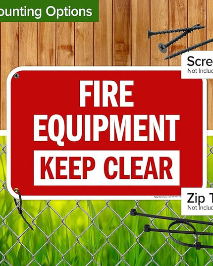 Fire Equipment Keep Clear Sign, 12x18 Inches, 55 mil thick HDPS (high density polystyrene), Made in USA by My Sign Center