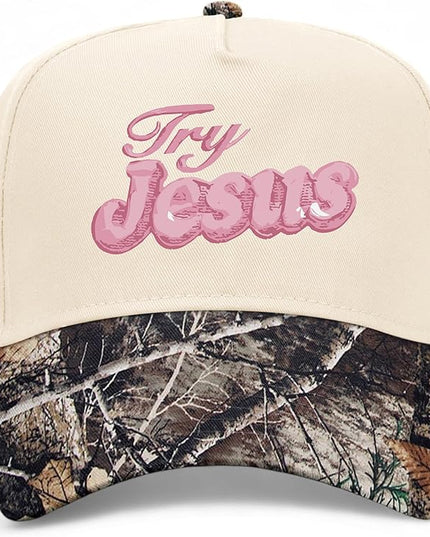 Try Jesus Hat | Premium Vintage Trucker Hat with Adjustable Snapback for Men and Women