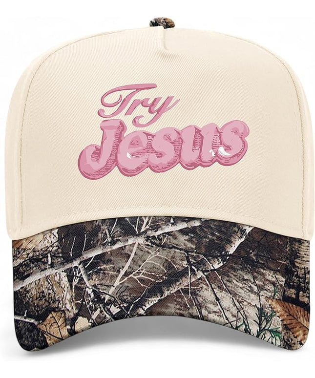 Try Jesus Hat | Premium Vintage Trucker Hat with Adjustable Snapback for Men and Women