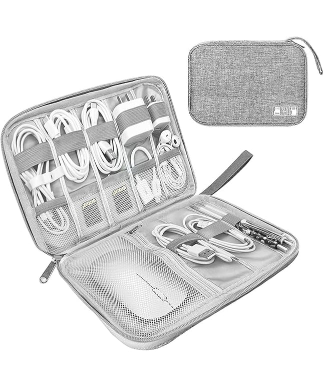 Electronics Organizer Travel Case,Electronic Accessories Storage Bag,Portable Waterproof Cable Organizer Bag,Travel Cord Organizer Bag for Small Charging Cord Storage,Cables,SD Card (Grey)