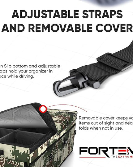 FORTEM Trunk Organizer For SUV Car Trunk Organizer, Foldable Storage, Car Accessories for Women Men, Collapsible Bag, Perfect Christmas Gifts, 600D Oxford, Non Slip Bottom, Straps, Soft Cover (85L)