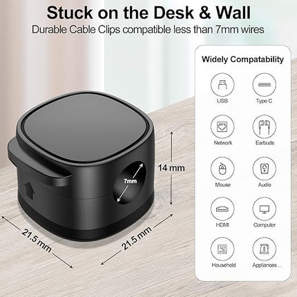 MOZOTER 6 Pack,Magnetic Cable Clips & Silicon Cable Ties,Cord Holder[Cable Smooth Adjustable Desk Organizer],Under Desk Cable Management,Adhesive Home Office Wire Holder Keeper Wire Sets-Black