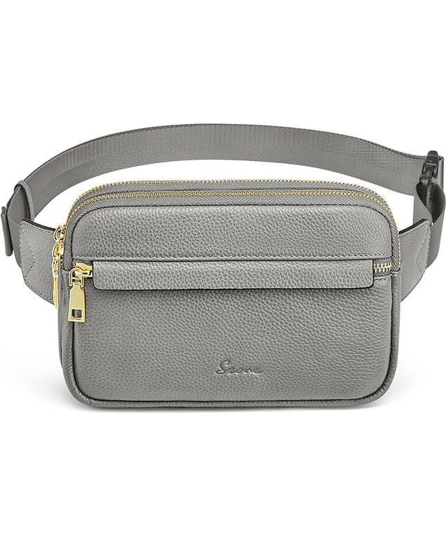 S-ZONE Fanny Packs for Women Genuine Leather RFID Blocking Crossbody Bags Purses Sling Waist Chest Bag Gifts Travel Running Adjustable Strap Men