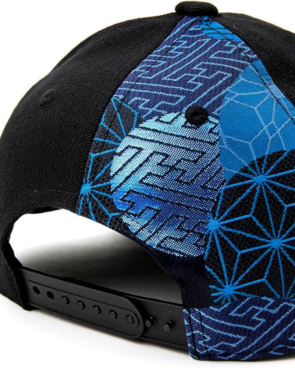 W@nderFabric Traditional Japanese Kimono Baseball Cap, Embroidered Pattern, Adjustable Snapback Flat Brim, 6-Panel Cap