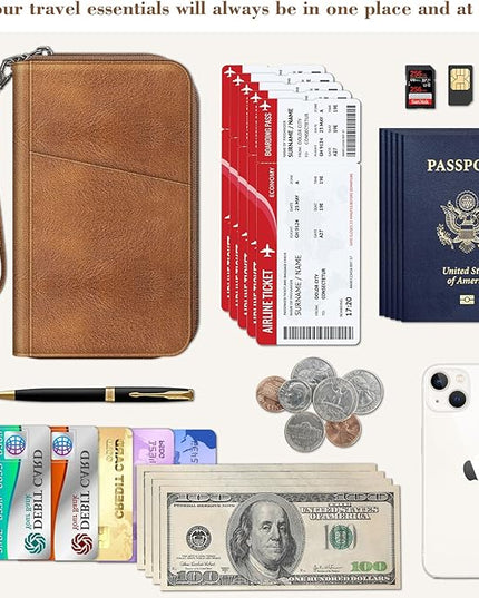 Fintie Family Passport Holder Wallet, RFID Blocking Travel Document Organizer Clutch Bag Credit Cards Case Cover for Women Men