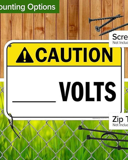 Caution Volts Sign, 12x18 Inches, 55 mil thick HDPS (high density polystyrene), Made in USA by My Sign Center