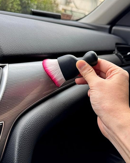 Car Detailing Brush, Soft Bristle Cleaning Brush, Scratch-Free Auto Duster Tool for Dashboard, Air Vents, Leather & Interior Cleaning (Black&Rose)