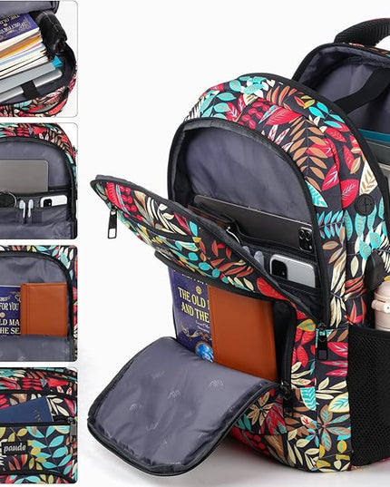 Paude Backpack Leaf Printing,Casual Backpack Bookbag Laptop Backpack with USB for College School Students Work Office Business