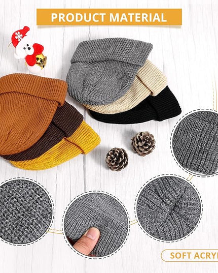 Geyoga 12 Pcs Trawler Beanie Hats for Men Fisherman Roll up Short Cuff Knit Beanie Bulk Winter Watch Cap for Men Women