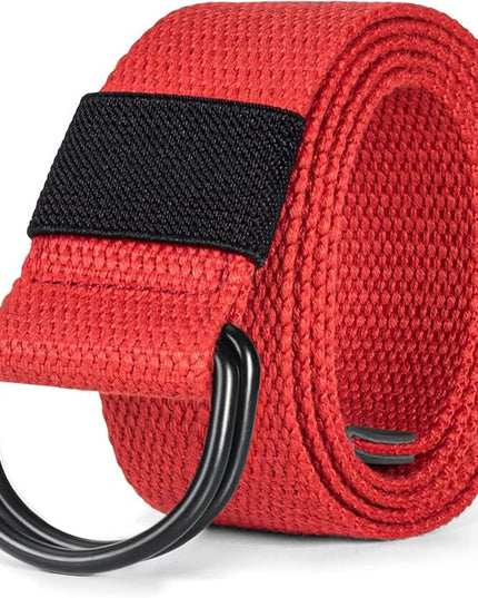 maikun Mens & Womens Canvas Belt with Black D-ring Buckle 1 1/2" Wide Solid Color Fabric Belt for Men