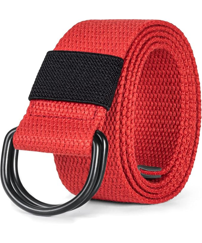 maikun Mens & Womens Canvas Belt with Black D-ring Buckle 1 1/2" Wide Solid Color Fabric Belt for Men