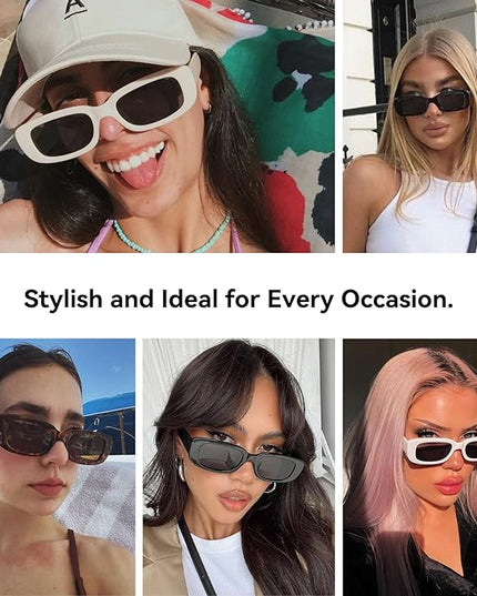 Dollger Rectangle Sunglasses for Women Men Trendy Retro Fashion Sunglasses UV 400 Protection Square Fram