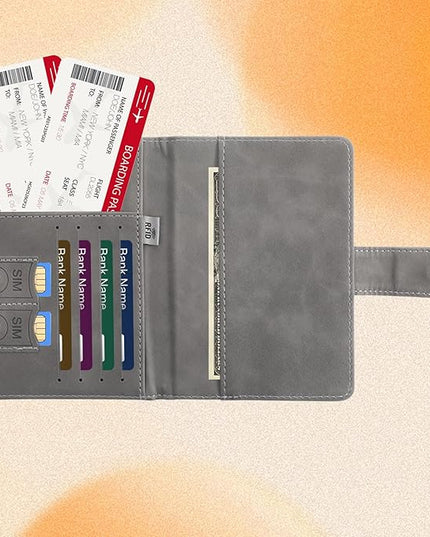 2 Pack Passport Holder for Travel, Passport Wallet Cover Case Waterproof RFID Blocking Passport Holder with Pen Holder Travel Must Haves Accessories, Passport Book Holders for Women and Men
