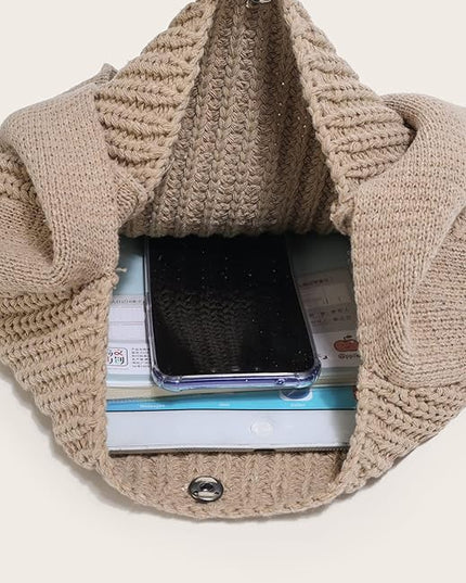 ENBEI Women's Crochet Tote Bag Knit Shoulder bag,Aesthetic Bag,Cute Eco-Friendly Tote for Travel,Daily Use,Gift Box Packaging