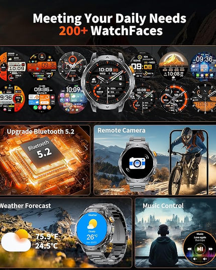 LIGE Smart Watch for Men with 1000mah,1.7" Smartwatch with Always Display,100+ Sports Modes,Flashlight,Health Tracker,IP68 Waterproof, Smart Watch for Android iOS Black