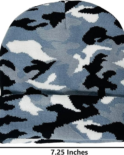 Super Soft Adult & Child Camo Print Winter Knit Beanie Set