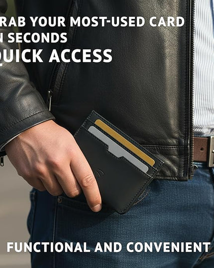 Vaultskin MOORGATE Slim Card Holder - Minimalist Leather Wallet, RFID Blocking Sleeve, Fits Front Pocket, for Men and Women