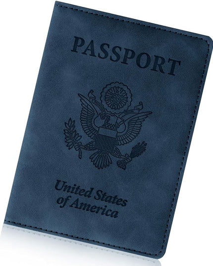 Passport Holder for Travel Essentials,RFID Blocking Passport Cover Wallet Card Case for Women and Men (Dark Blue)