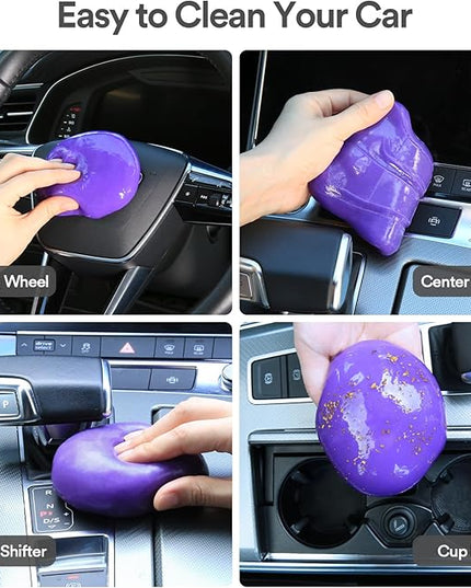 PULIDIKI Car Cleaning Gel Cleaning Putty Car Detailing Kit Car Interior Cleaner Car Slime Cleaner Dust Cleaning Supplies Car Accessories Car Gifts for Men Women Purple (2Pack)