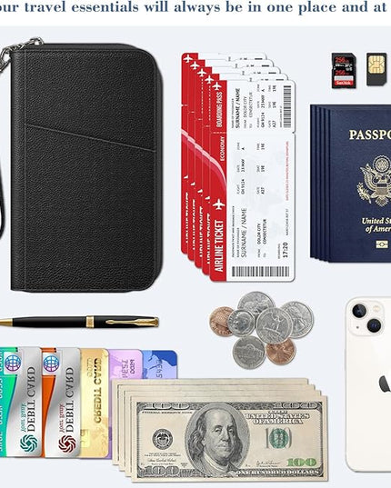 Fintie Family Passport Holder Wallet, RFID Blocking Travel Document Organizer Clutch Bag Credit Cards Case Cover for Women Men