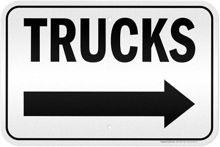 Trucks Right Sign, 12x18 Inches, 3M EGP Reflective .063 Aluminum, Fade Resistant, Made in USA by My Sign Center