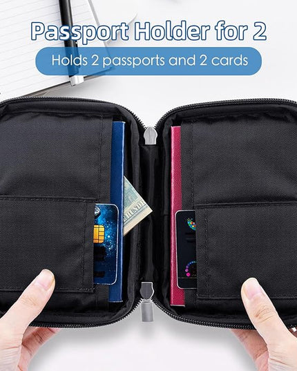 WALNEW Passport Holder for Travel - RFID Blocking Travel Wallet Essentials Organizer with Card Slots & Zipper Pocket (Women/Men)
