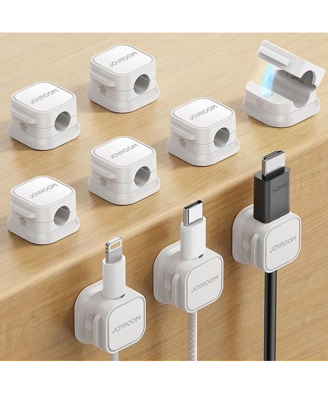 9 Pack Magnetic Cable Clips [Cable Smooth Adjustable] Cord Holder, Under Desk Cable Management, JOYROOM Adhesive Wire Holder Keeper Organizer for Home Office Desk Phone Car Wall Desktop Nightstand