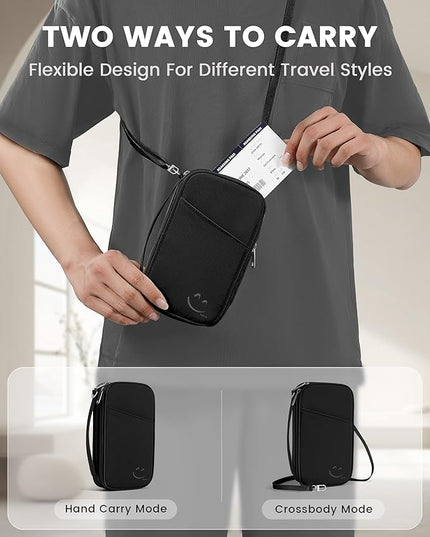 Travelkin 2-in-1 Passport Holder & Travel Organizer for Family with RFID Blocking, Multiple Passport Wallet for Men Women, Travel document holder for Credit Cards, Cash, and Electronic Essentials