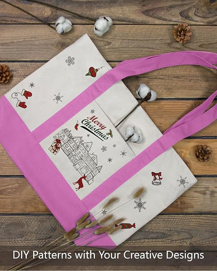 TOPDesign 3-Pack Canvas Tote Bags with an External Pocket, Reusable Grocery Shopping Bags, Top Zipper Closure, Daily Essentials (Light Purple/Natural)