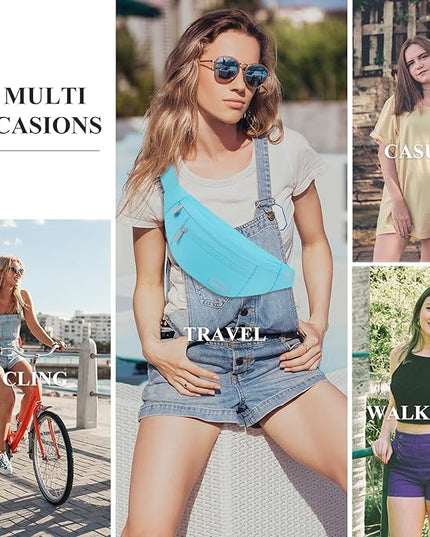 MAXTOP Large Crossbody Fanny Pack with 4-Zipper Pockets,Gifts for Enjoy Sports Festival Workout Traveling Running Casual Hands-Free Wallets Waist Pack Phone Bag Carrying All Phones