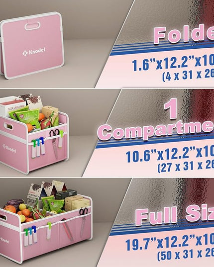 K KNODEL Car Trunk Organizer, Foldable Organizer for Car, Automotive Consoles & Organizers, Storage with Reinforced Handles (Small, Pink)