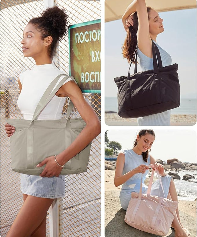 BAGSMART Tote Bag for Women, Tote Bag with Zipper Work Tote with Compartments Nurse Shoulder Hanbag for Travel, Gym