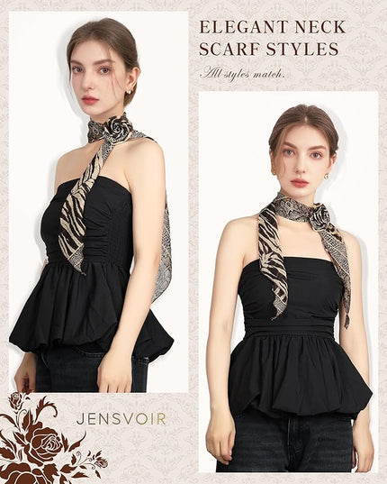 Chiffon Scarf for Women, Removable Flower Neck Scarf Light Soft Fashion Rose Scarves Versatile Headband or Hair Band