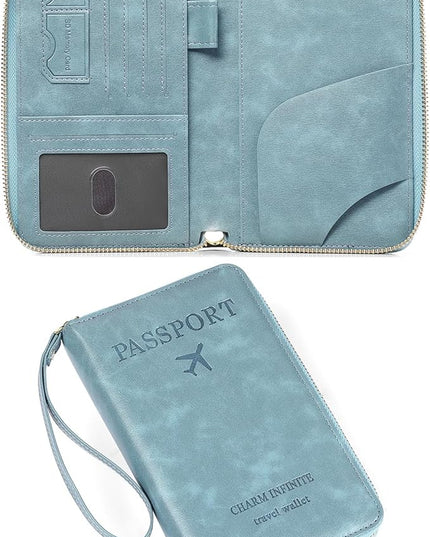 Leather RFID Blocking Passport Holder Travel Wallet, Passport Cover/Travel Wallet for Women/Men with