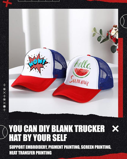 10 Pcs Sublimation Blank Trucker Hats Bulk Mesh Baseball Cap Polyester Mesh Trucker Hat for Men and Women