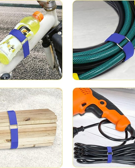 1"x16ft Hook and Loop Straps with 25 Metal Buckles, Adjustable Fastening Cable Straps, Cut-to-Length Cinch Strap, Reusable Nylon Securing Cord Ties for Organizer or Storage, 1 inch Wide,Blue