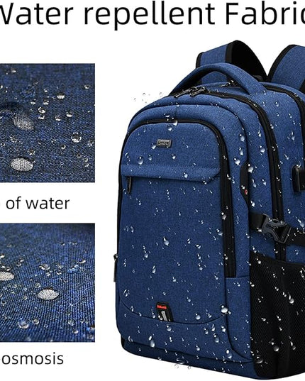DUSLANG 17 Inch Laptop Backpack for Travel Water Resistant College Backpack for Men Women Laptop Bag with USB Charging Port,Blue