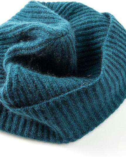 Villand 100% Cashmere Ribbed Cuffed Hat for Men, Ultra-Soft Men's Pure Cashmere Winter Ski Beanie