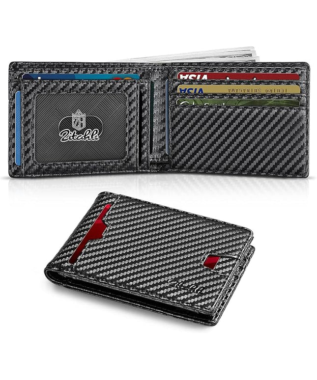 Zitahli Mens-Wallet-Slim-Leather-RFID Blocking Wallet for Men Minimalist Bifold Credit Card Holder with Gift Box