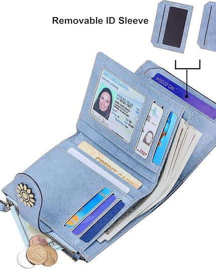 Lavemi Womens Leather Wallet Small Compact RFID Blocking Credit Card Case Purse with Zipper Pocket | Small, Compact, RFID Blocking, Zipper Pocket, Small, Compact