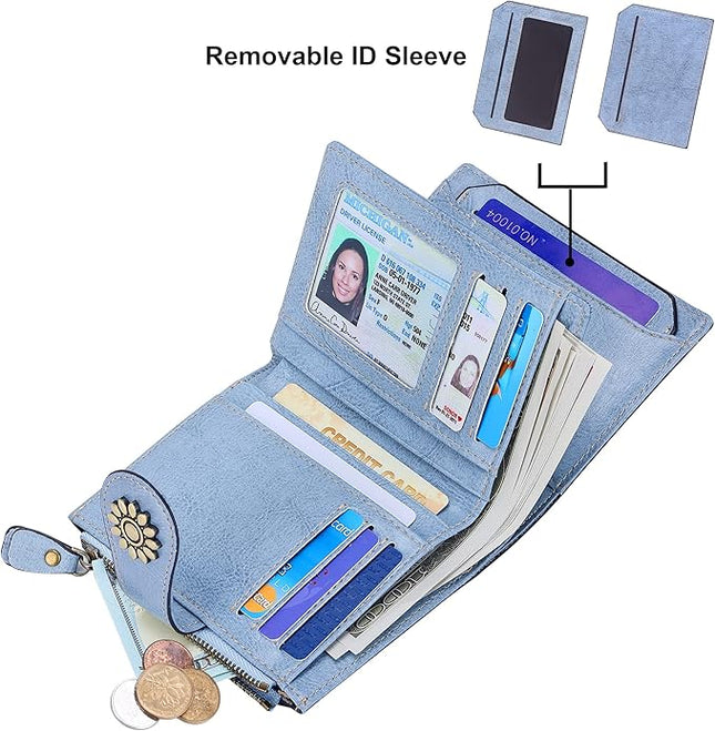Lavemi Womens Leather Wallet Small Compact RFID Blocking Credit Card Case Purse with Zipper Pocket | Small, Compact, RFID Blocking, Zipper Pocket, Small, Compact