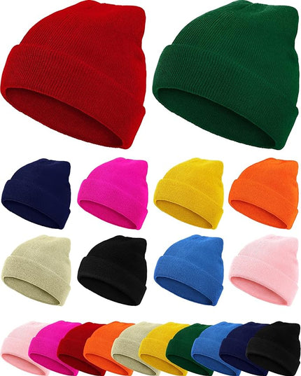 Jecery 80 Pack Winter Beanies Hats Bulk for Homeless Unisex Cold Weather Stretch Caps Warm Knitted Cuffed Hats for Women Men