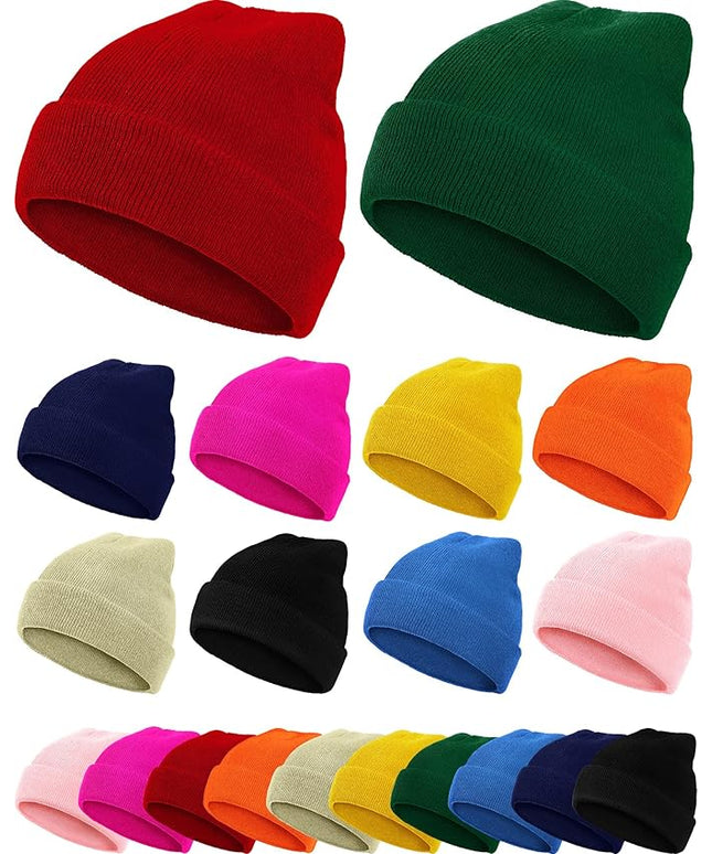 Jecery 80 Pack Winter Beanies Hats Bulk for Homeless Unisex Cold Weather Stretch Caps Warm Knitted Cuffed Hats for Women Men