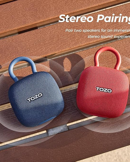 TOZO PE1 Portable Bluetooth Speakers with Adjustable Carabiner, Mini Bluetooth Wireless Shower Speaker with IPX8 Waterproof, 32H Playtime Punchy Bass Audio Speaker for Home, Outdoor and Travel, Blue