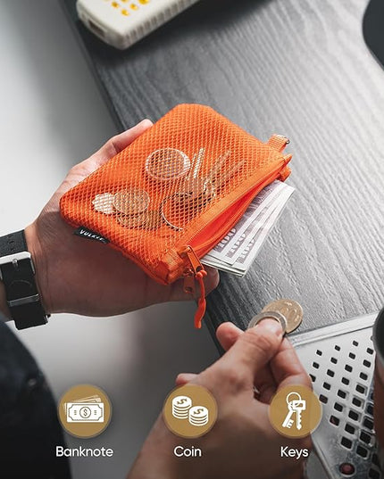 VULKIT Small Zip Wallet 2 Packs Coin Pouch Mini Travel Bag Multifunctional Pouch Change Holder