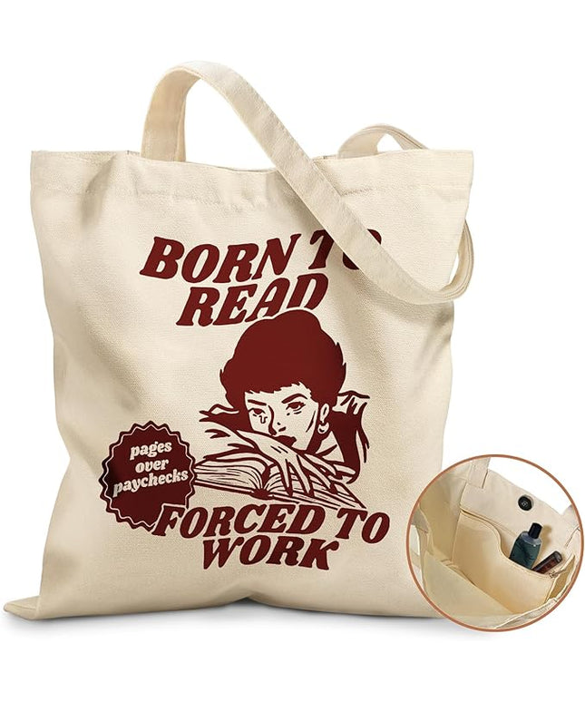 Aesthetic Tote Bag for Girls - with Magnetic Buckle and Zipper Inner Pocket for Women Lady Canvas Cotton Tote Bag
