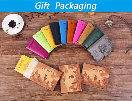Passport Holder Cover Wallet RFID Blocking Leather Card Case Travel Accessories for Women Men (Pink)