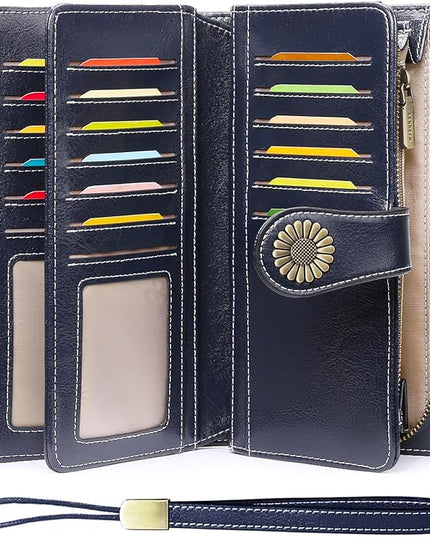 SENDEFN Wallets for Women Leather Credit Card Holder with RFID Blocking Large Capacity Wristlet | with RFID Blocking, Large Capacity, Wristlet, with RFID Blocking, Large Capacity, Wristlet
